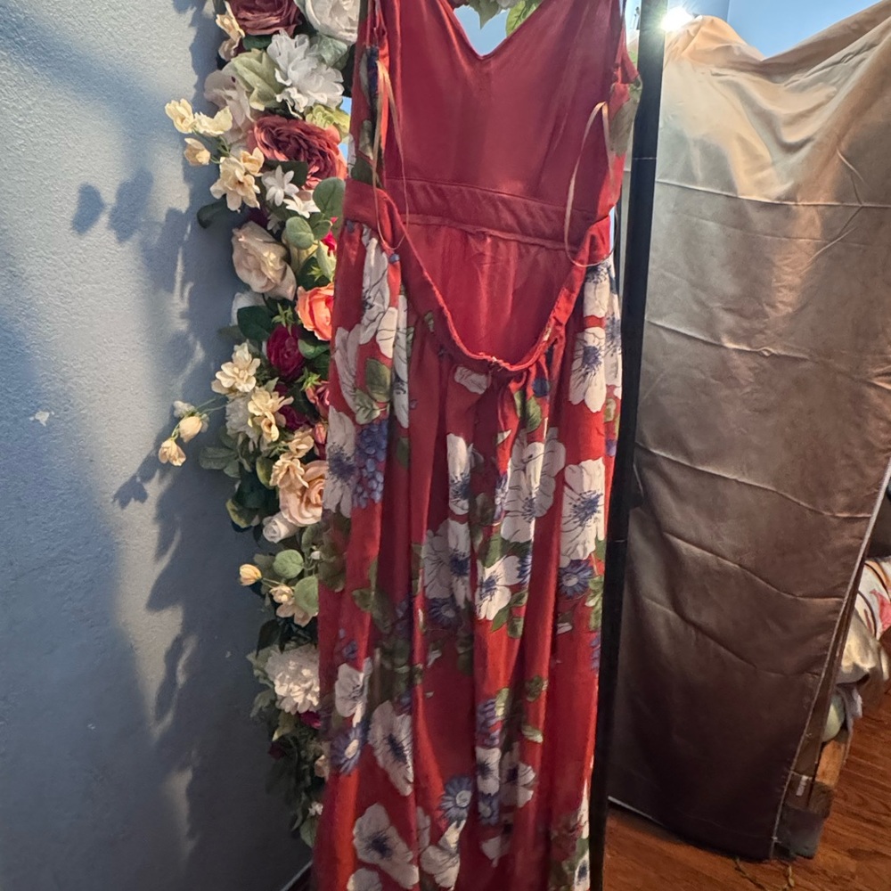 Love Tree Red Floral Maxi Dress